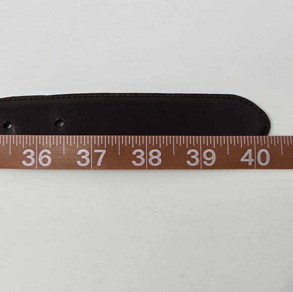 COACH CHOCOLATE BROWN LEATHER BELT GOLD BUCKLE MEN SIZE 34 MENSWEAR CLASSIC - Picture 11 of 13